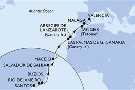 MSC Grandiosa - Brazílie, Španělsko, Maroko (Santos)