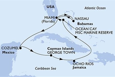 MSC Divina - USA, Bahamy, Mexiko, Kajmanské o., Jamajka (z Miami)