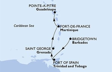 MSC Seaside - Barbados, Trinidad a Tobago, Grenada, Martinik, Guadeloupe (Bridgetown)