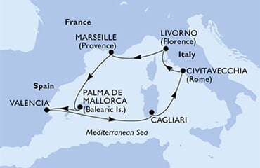 MSC Lirica - Itálie, Francie, Španělsko (Cagliari)