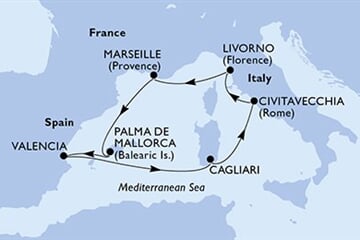 MSC Lirica - Itálie, Francie, Španělsko (z Civitavecchie)
