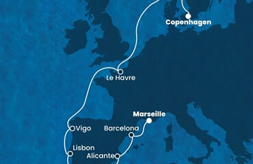Costa Diadema - Dánsko, Norsko, Francie, Španělsko, Portugalsko (z Kodaně)