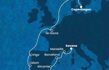 Costa Diadema - Dánsko, Norsko, Francie, Španělsko, Portugalsko, ... (z Kodaně)