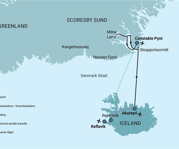 East Greenland - Scoresby Sund - Iceland, Aurora Borealis, Fly & Sail (s/v Rembrandt van Rijn)
