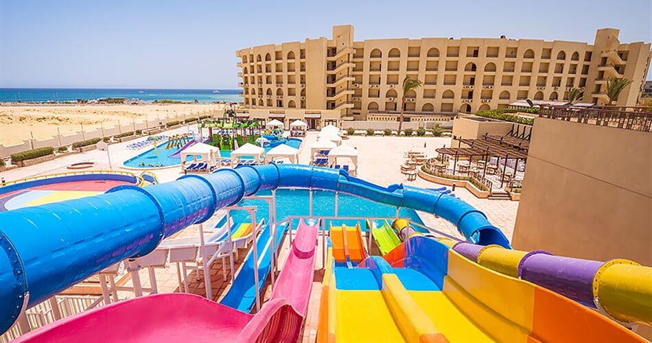 Hotel Sunny Days Mirette Family Aqua Park: fotografie vybavení exteriérů a interiérů ubytování.