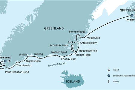 East and South Greenland Explorer, Aurora Borealis, Incl. flight from Narsarsuaq to Copenhagen (m/v Plancius)