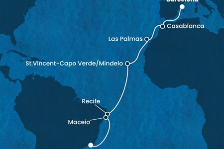 Costa Deliziosa - Španělsko, Maroko, Kapverdy, Brazílie (z Barcelony)