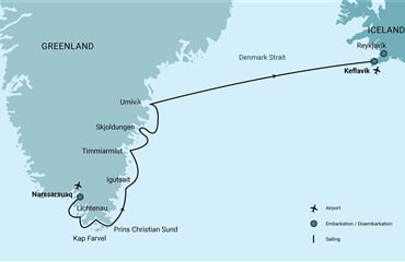 South Greenland Explorer, Aurora Borealis, Incl. flight from Copenhagen to Narsarsuaq (m/v Plancius)