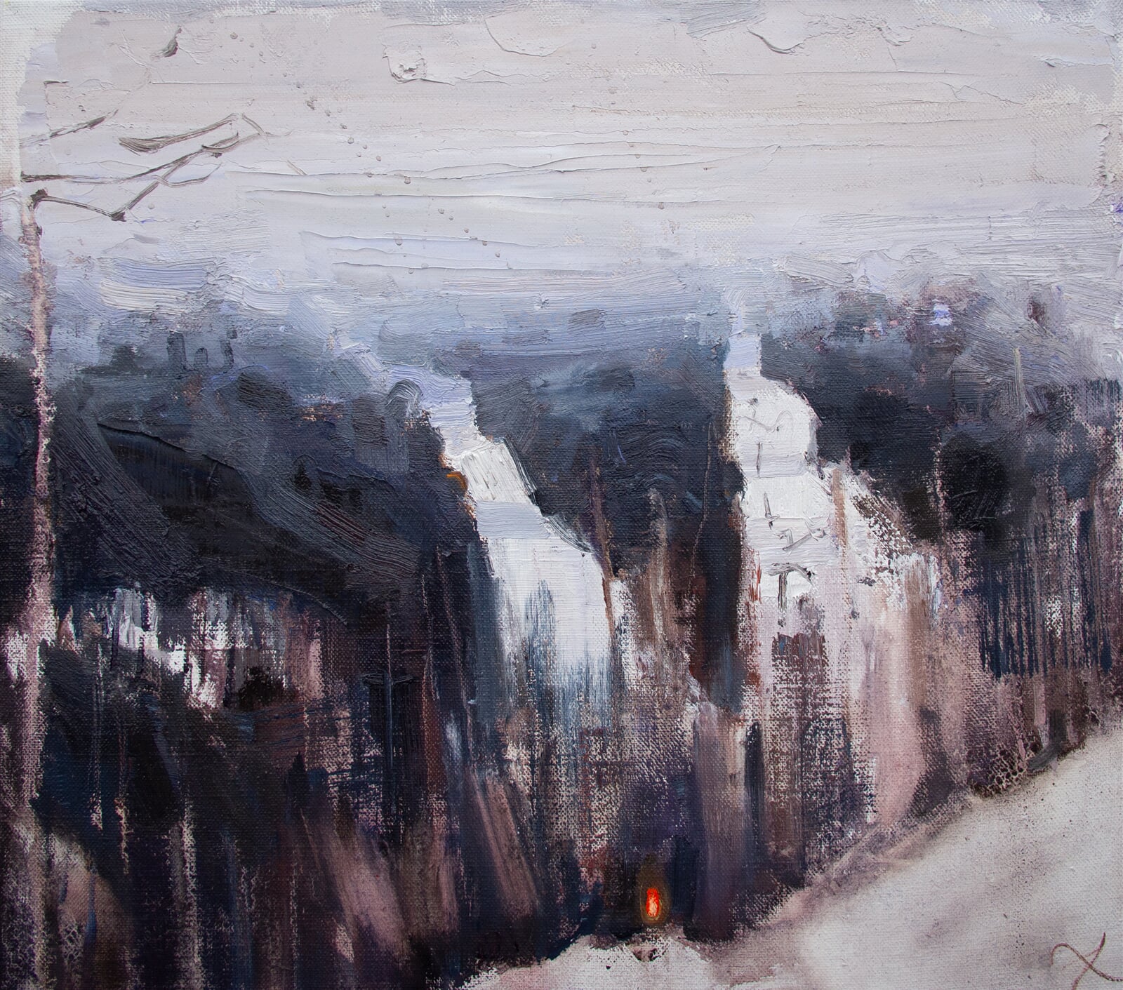Adéla Topolová: Štědrovečerní svahy, 40 × 45 cm