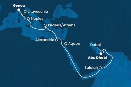 Costa Smeralda - Arabské emiráty, Omán, Jordánsko, Egypt, Řecko, ... (z Abú Dhabí)