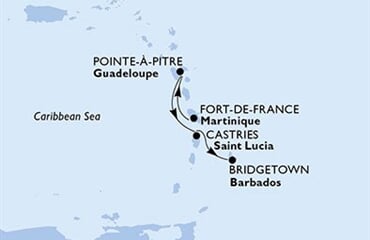 MSC Seaside - Martinik, Guadeloupe, Sv.Lucie, Barbados (Fort-de-France)