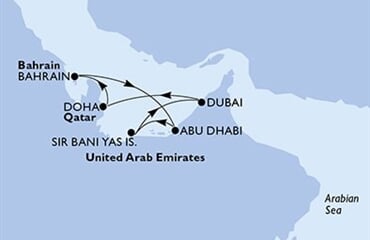 MSC Euribia - Arabské emiráty, Katar, Bahrajn (z Abú Dhabí)