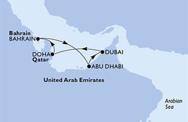 MSC Euribia - Arabské emiráty, Katar, Bahrajn, Brazílie (z Abú Dhabí)