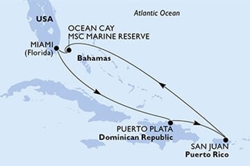 MSC WORLD AMERICA - USA, Dominikán.rep., Portoriko, Bahamy (z Miami)