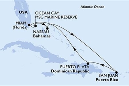 MSC SEASIDE - USA, Bahamy, Portoriko, Dominikán.rep. (z Miami)