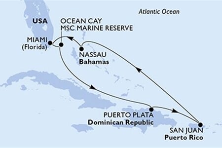 MSC SEASIDE - USA, Bahamy, Dominikán.rep., Portoriko (z Miami)