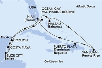 MSC SEASIDE - USA, Bahamy, Portoriko, Dominikán.rep., Mexiko, ... (z Miami)