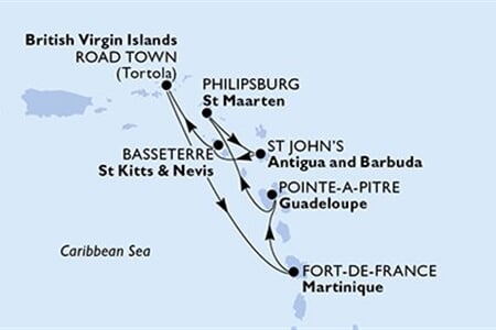 MSC VIRTUOSA - Martinik, Guadeloupe, Nizozemské Antily, Antigua a Barbuda, Sv.Kryštof a Nevis, ... (Fort-de-France)