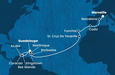 Costa Fortuna - Nizozemské Antily, Sv.Vincenc a Grenadiny, Španělsko, Portugalsko, Francie (Pointe-a-Pitre)