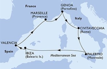 MSC Seaside - Španělsko, Francie, Itálie, Brazílie (Valencie)