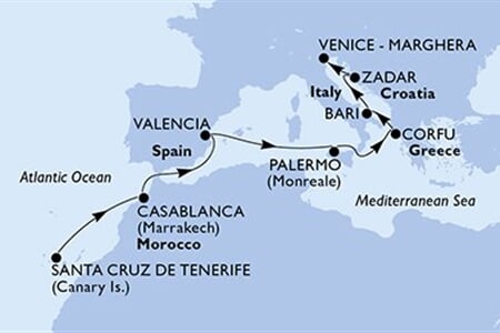 MSC Opera - Španělsko, Maroko, Itálie, Řecko, Chorvatsko (Santa Cruz de Tenerife)
