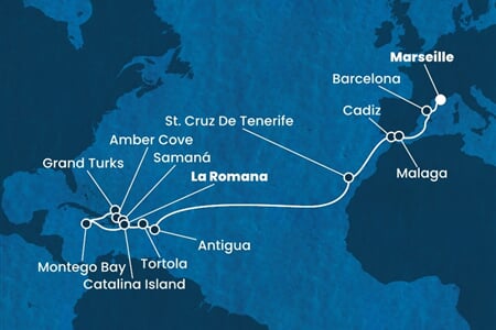Costa Pacifica - Dominikán.rep., Jamajka, Turks a Caicos, Panenské o. (britské), Nizozemské Antily, ... (z La Romana)
