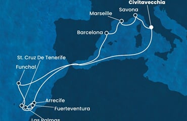 Costa Fascinosa - Itálie, Španělsko, Portugalsko, Francie (z Civitavecchie)