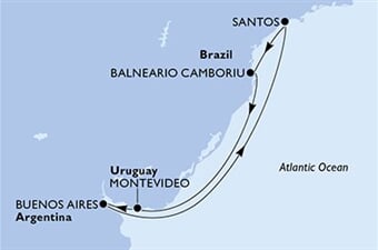 MSC Seaview - Brazílie, Uruguay, Argentina (Santos)