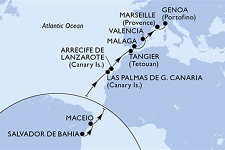 MSC Grandiosa - Brazílie, Španělsko, Maroko, Francie, Itálie (Salvador de Bahia)
