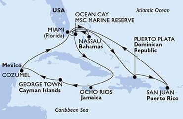 MSC Seascape - USA, Dominikán.rep., Portoriko, Bahamy, Jamajka, ... (z Miami)