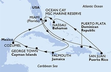MSC Seascape - USA, Jamajka, Kajmanské o., Mexiko, Bahamy, ... (z Miami)