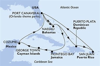 MSC Seashore - USA, Bahamy, Brazílie, Jamajka, Kajmanské o., ... (z Port Canaveralu)