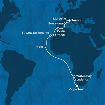 Trasa plavby CDE-CPT22A01