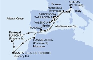 MSC Poesia - Španělsko, Maroko, Portugalsko, Francie, Itálie (z Barcelony)