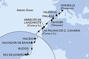 MSC Grandiosa - Brazílie, Španělsko, Maroko, Francie (z Rio de Janeira)