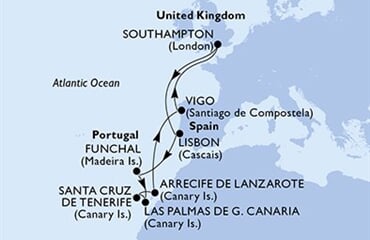 MSC Virtuosa - Velká Británie, Brazílie, Portugalsko, Španělsko (ze Southamptonu)