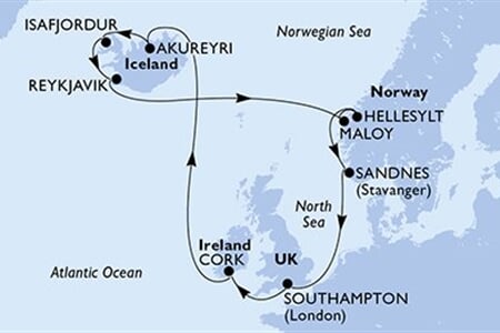 MSC VIRTUOSA - Velká Británie, Irsko, Island, Norsko (ze Southamptonu)