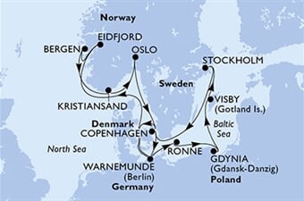 MSC Poesia - Německo, Norsko, Dánsko, Polsko, Švédsko (Warnemünde)