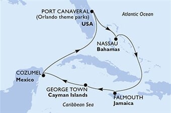 MSC Seashore - USA, Bahamy, Brazílie, Jamajka, Kajmanské o., ... (z Port Canaveralu)