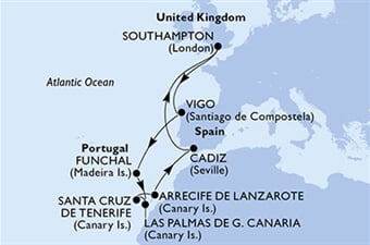 MSC Virtuosa - Velká Británie, Španělsko, Portugalsko (ze Southamptonu)