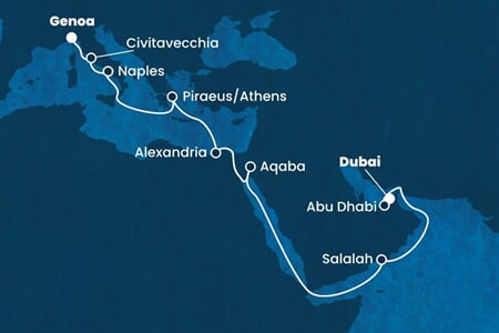 Costa Smeralda - Arabské emiráty, Omán, Jordánsko, Egypt, Řecko, ... (z Dubaje)
