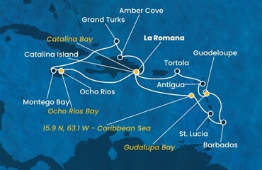 Costa Fascinosa - Dominikán.rep., Nizozemské Antily, Panenské o. (britské), Jamajka, Turks a Caicos (z La Romana)