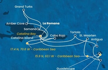 Costa Fascinosa - Dominikán.rep., Nizozemské Antily, Dominika, Panenské o. (britské), Turks a Caicos (z La Romana)