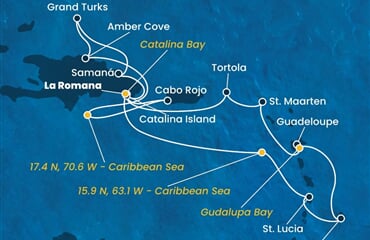 Costa Fascinosa - Dominikán.rep., Turks a Caicos, Nizozemské Antily, Panenské o. (britské) (z La Romana)