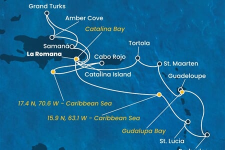 Costa Fascinosa - Dominikán.rep., Turks a Caicos, Nizozemské Antily, Panenské o. (britské) (z La Romana)
