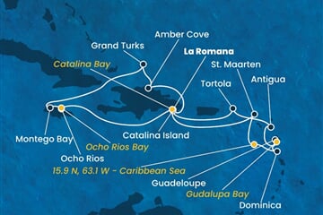 Costa Fascinosa - Dominikán.rep., Nizozemské Antily, Dominika, Panenské o. (britské), Jamajka, ... (z La Romana)