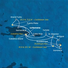 Costa Fascinosa - Dominikán.rep., Turks a Caicos, Nizozemské Antily, Dominika, Panenské o. (britské) (z La Romana)