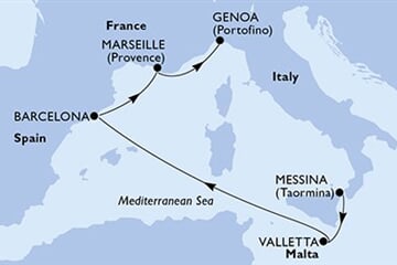 MSC WORLD EUROPA - Itálie, Malta, Španělsko, Francie (Messina)