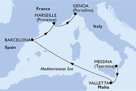 MSC WORLD EUROPA - Itálie, Malta, Španělsko, Francie (Messina)