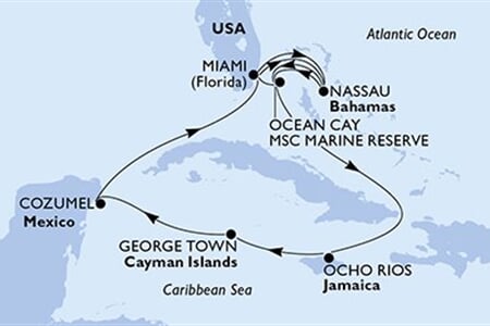 MSC SEASCAPE - USA, Bahamy, Jamajka, Kajmanské o., Mexiko (z Miami)